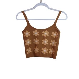 Willow and Wind Ladies Flower Print Spaghetti Strap Crop Top- size M